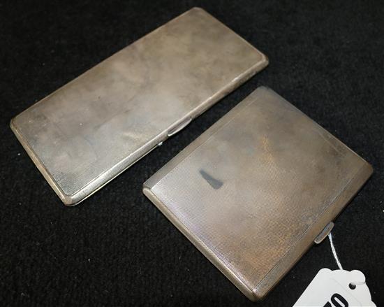 Two silver engine-turned cigarette cases